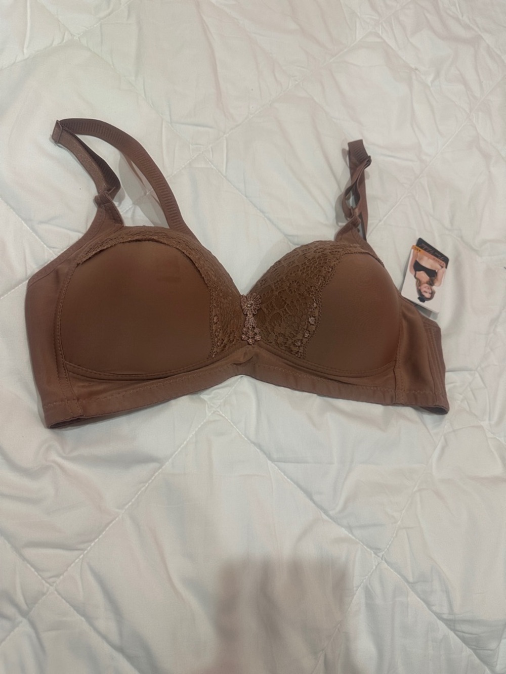 NEW Women's Lace Trim Full Coverage Bra — Brown size 42C